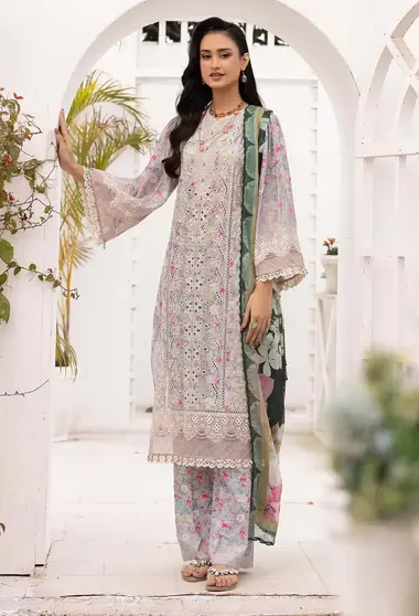 Unstitched Printed Lawn Suit | 07776 by ADANS LIBAS, DarkGray