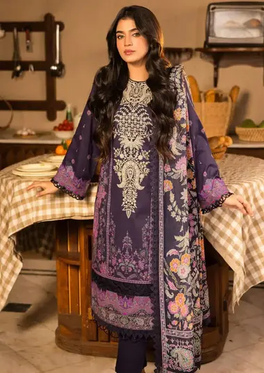 Unstitched Embroidered Lawn Suit | AJUBJ-07 by ASIM JOFA, Purple