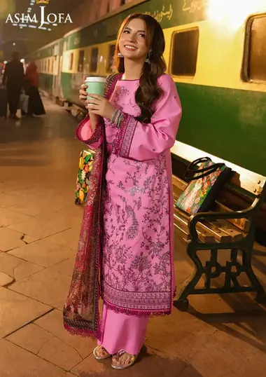 Unstitched Embroidered Lawn Suit | AJUBF-08 by ASIM JOFA, DeepPink