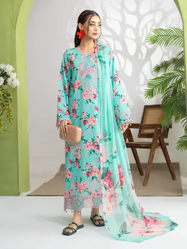 EMBROIDERED AMAYA LAWN BY CELTS | AC - 01 by CELTS, LightSeaGreen