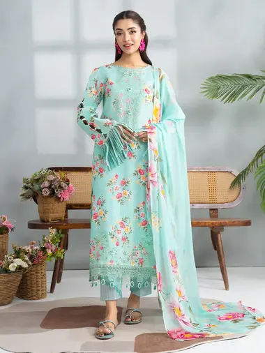 EMBROIDERED AMAYA LAWN BY CELTS | AC - 09 by CELTS, Turquoise