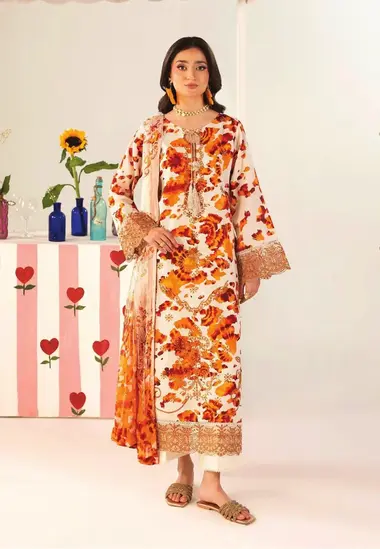 EMBROIDERED LILLY BY CELTS | LC - 02 by CELTS, Coral