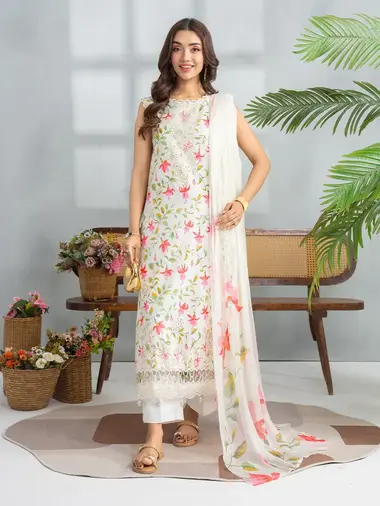 EMBROIDERED AMAYA LAWN BY CELTS | AC - 02 by CELTS, White