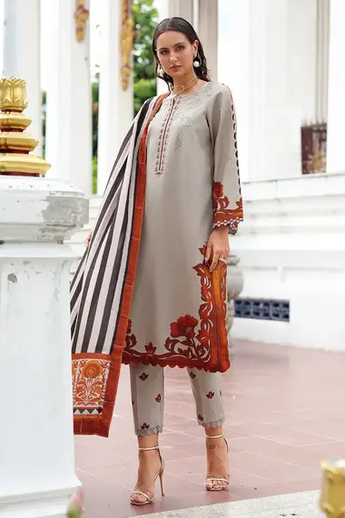 Unstitched Embroidered Linen | Aniq  ANW6-05 by CHARIZMA, DarkGray