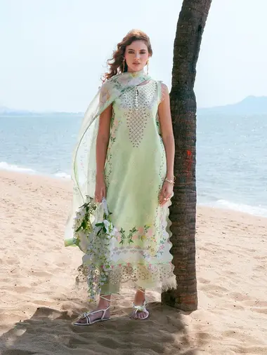 UNSTITCHED EMBROIDERED NIRVANA COLLECTION | AMAYA by CINQ, LightGreen