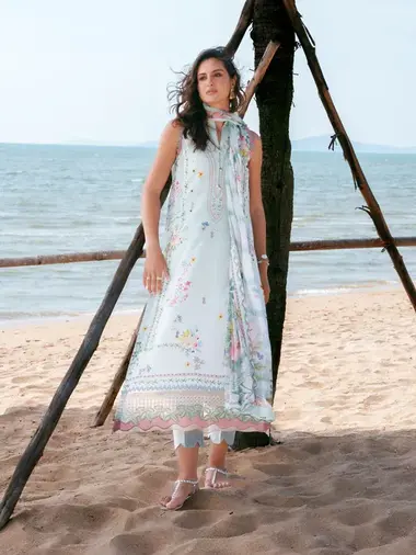 UNSTITCHED EMBROIDERED NIRVANA COLLECTION | NYRA by CINQ, LightSkyBlue