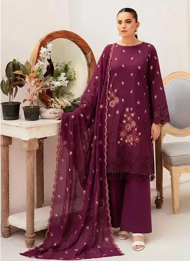 Embroidered Fancy Doria Lawn |  Anarkali (Vol 4312) by FARIA, Maroon