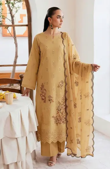 Embroidered Fancy Doria Lawn | Anarkali (Vol 4312) by FARIA, Gold