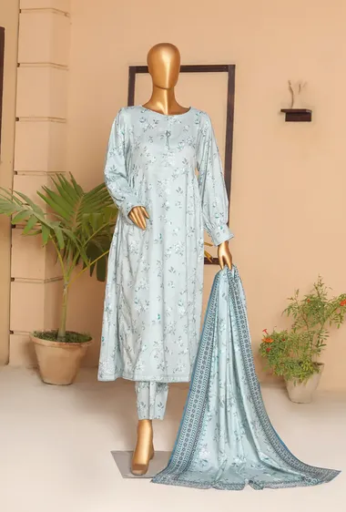 unstitched 3 piece suit lwp-06- winter collection by hz textile, AliceBlue