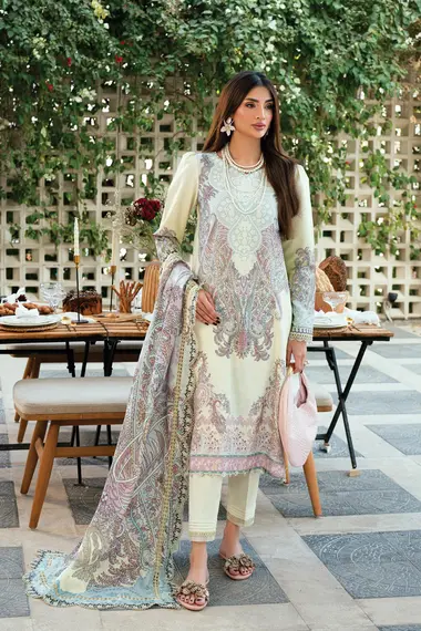 Urbane Printed Lawn Dupatta | 20939B by JADE, White