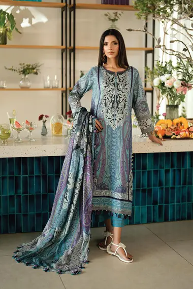 Urbane Printed Lawn Dupatta | 20934A by JADE, LightBlue