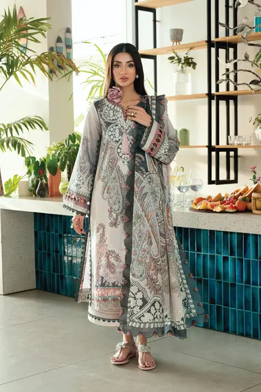 Urbane Printed Lawn Dupatta | 20939A by JADE, Ivory