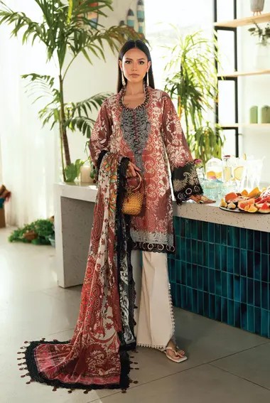 Urbane Printed Lawn Dupatta | 20933B by JADE, OrangeRed