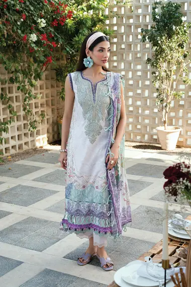 Urbane Printed Lawn Dupatta | 20935B by JADE, MediumPurple