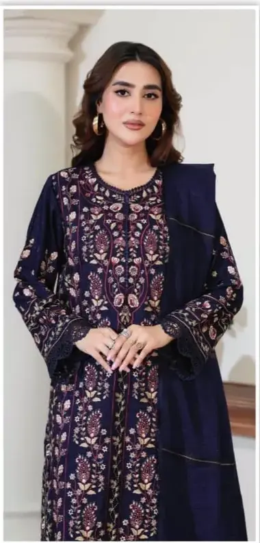 Unstitched Embroidered Elegent Jacquard | JW- 614 by JOHRA, DarkBlue