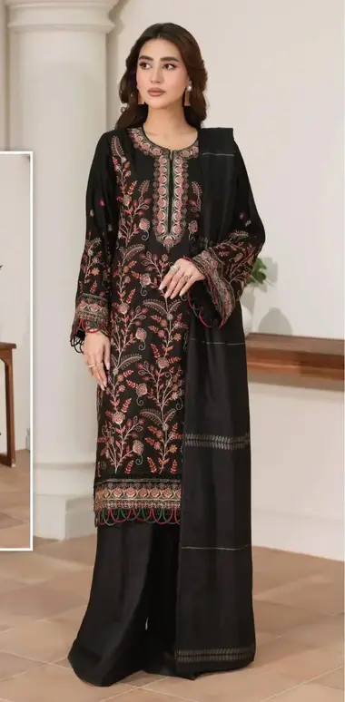 Unstitched Embroidered Elegent Jacquard | JW- 610 by JOHRA, Black