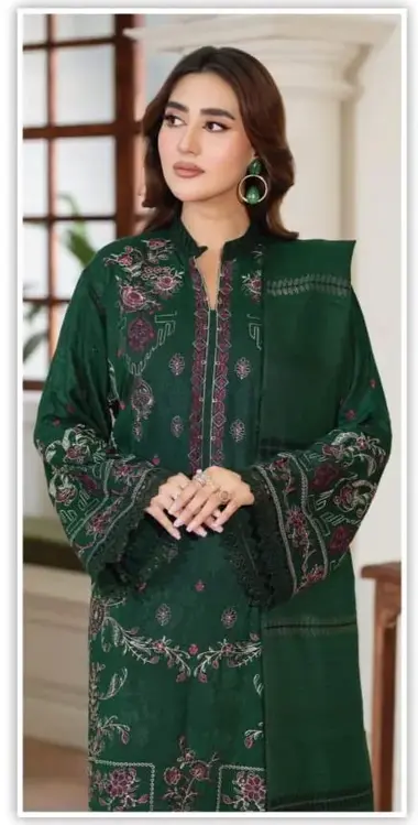 Unstitched Embroidered Elegent Jacquard | JW- 609 by JOHRA, DarkGreen