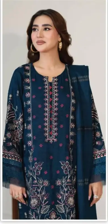 Unstitched Embroidered Elegent Jacquard | JW- 605 by JOHRA, DarkBlue