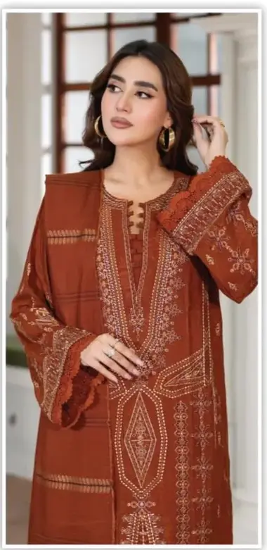 Unstitched Embroidered Elegent Jacquard | JW- 608 by JOHRA, DarkOrange