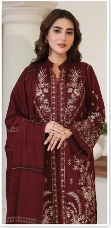 Unstitched Embroidered Elegent Jacquard | JW- 612 by JOHRA, DarkRed