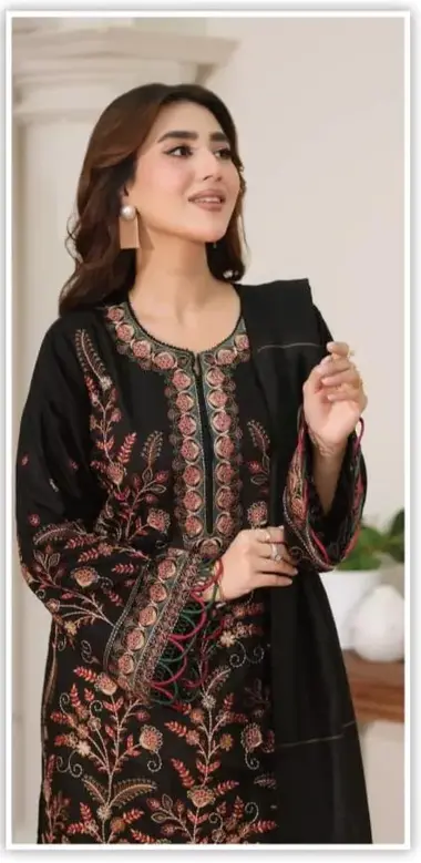 Unstitched Embroidered Elegent Jacquard | JW- 610 by JOHRA, Black