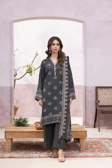Unstitched Printed Embroidered |  LG-SG-0019-A by LAKHANY, DimGrey