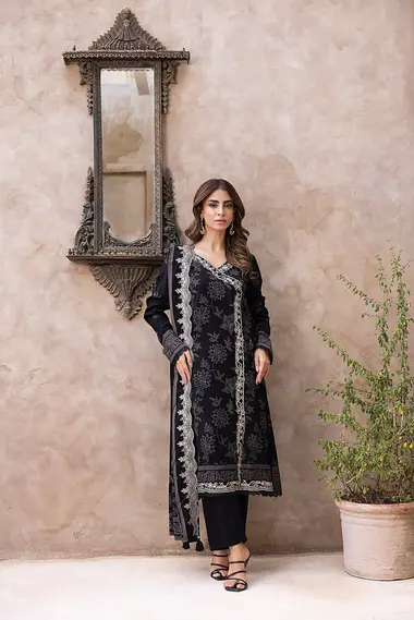 Unstitched Printed Embroidered | LG-RK-0067-A by LAKHANY, Black