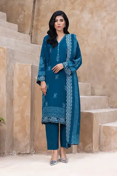Unstitched Printed Embroidered | LG-RL-0307-C by LAKHANY, SteelBlue