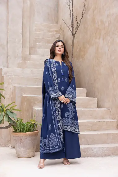 Unstitched Printed Embroidered |  LG-UB-0210-A by LAKHANY, DarkBlue