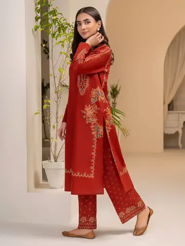 lawn shirt with cambric trouser by limelight, Red