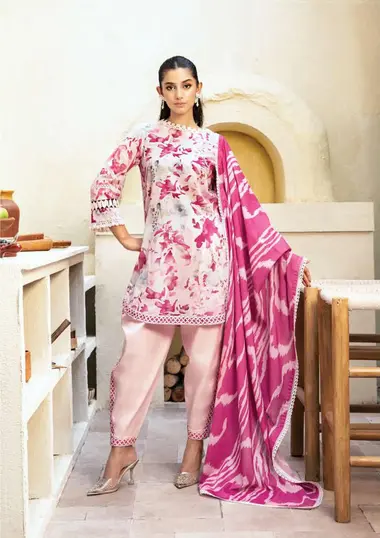 Unstitched Elaheh Printed Lawn Suit | MB-ELHV3-11 by MARIA B, LightPink