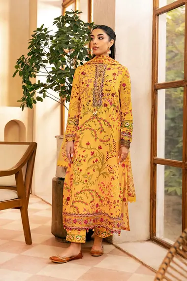 Unstitched Embroidered Lawn Suit | MB-CUS25-903B by MARIA B, Yellow