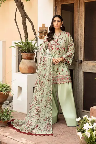 Unstitched Embroidered Lawn Suit | MB-CUS25-912B by MARIA B, DarkSeaGreen