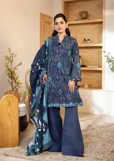 Unstitched Elaheh Printed Lawn Suit  | MB-ELHV3-12 by MARIA B, RoyalBlue