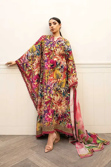 Unstitched Embroidered Lawn Suit | MB-CUS25-903B by MARIA B, Pink