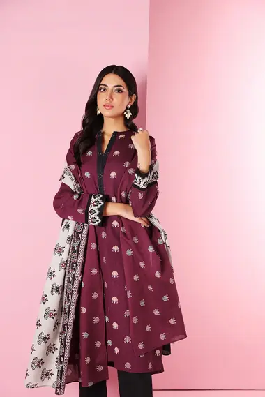 Unstitched Printed Suit | 42206263-R by NISHAT, DarkRed