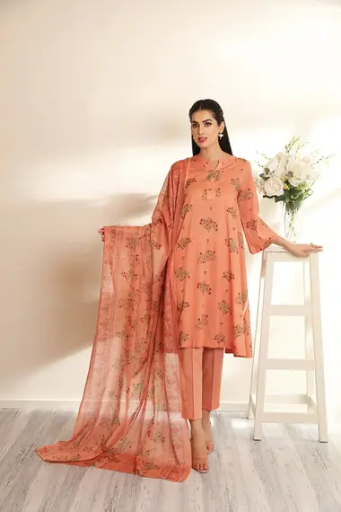 Unstitched Printed Suit | 42201038-R by NISHAT, PeachPuff