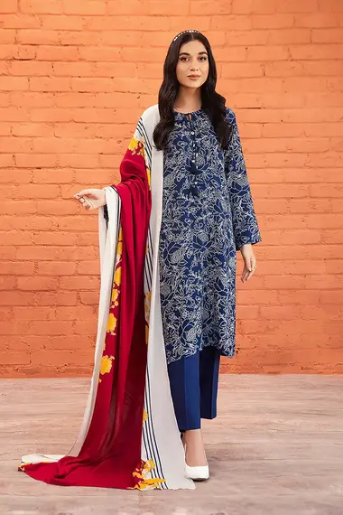 Unstitched Printed Suit | 42206505-R by NISHAT, Blue