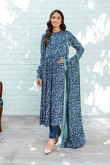 Unstitched Printed Suit | 42202385-R by NISHAT, Blue