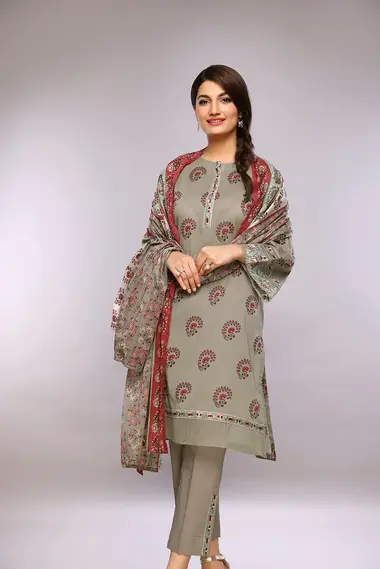 Unstitched Printed Suit | 42201804-R by NISHAT, DarkGrey