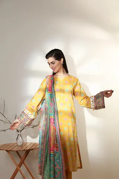 Unstitched Printed Suit | 42201036-R by NISHAT, Gold