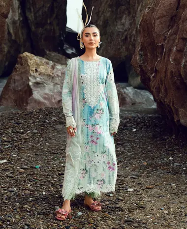 Unstitched Embroidered Gardenia By Nurèh | NSG-202 by NUREH, LightBlue