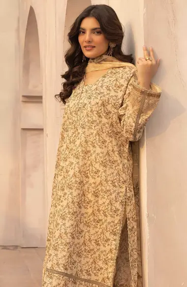 Unstitched Embroidered Lawn Suit | D-37 by Nur, Yellow
