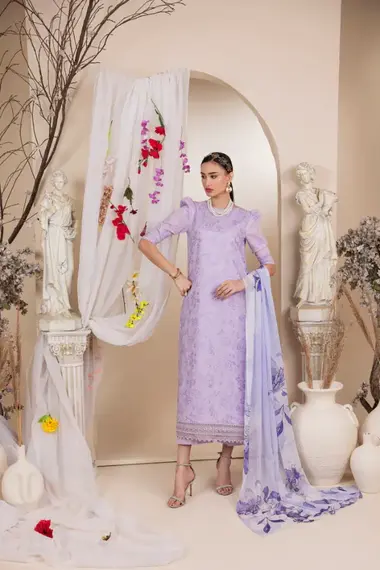 Unstitched Embroidered Lawn Suit | D-07 by PANACHE, MediumPurple