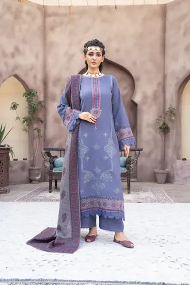 Embroidered Dhanak Kashmeri Shawl Nagar Vol.3 | D08 by PURI FABRICS, MediumPurple