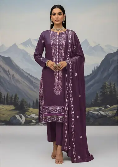 Unstitched Embroidered Dhanak | V-2512622-5 by RANGOON, Purple