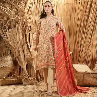 Unstitched printed Linen | SLV5-5 by REGALIA TEXTILE, PeachPuff