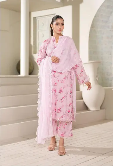 Unstitched Lawn PrintKari Vol-1 | PKV1-09 by REGALIA TEXTILE, LightPink
