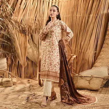 Unstitched printed Linen | SLV5-9 by REGALIA TEXTILE, PeachPuff