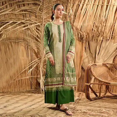 Unstitched printed Linen | SLV5-10 by REGALIA TEXTILE, ForestGreen